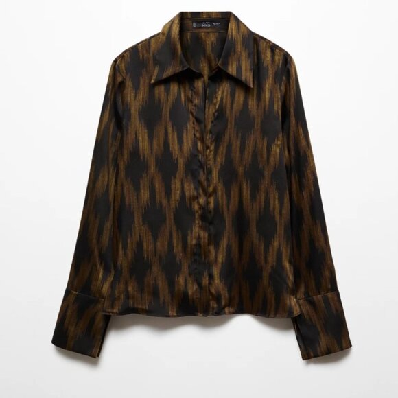 Mango Satin Print Shirt like New - Picture 5 of 9